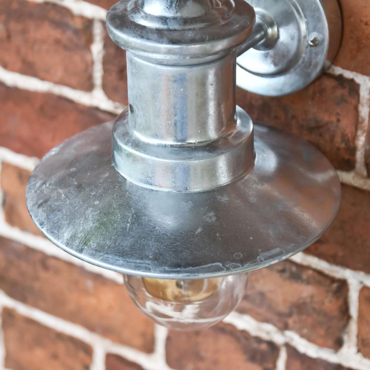 Close-Up of Galvanised Steel Nautical Exterior Barn Light