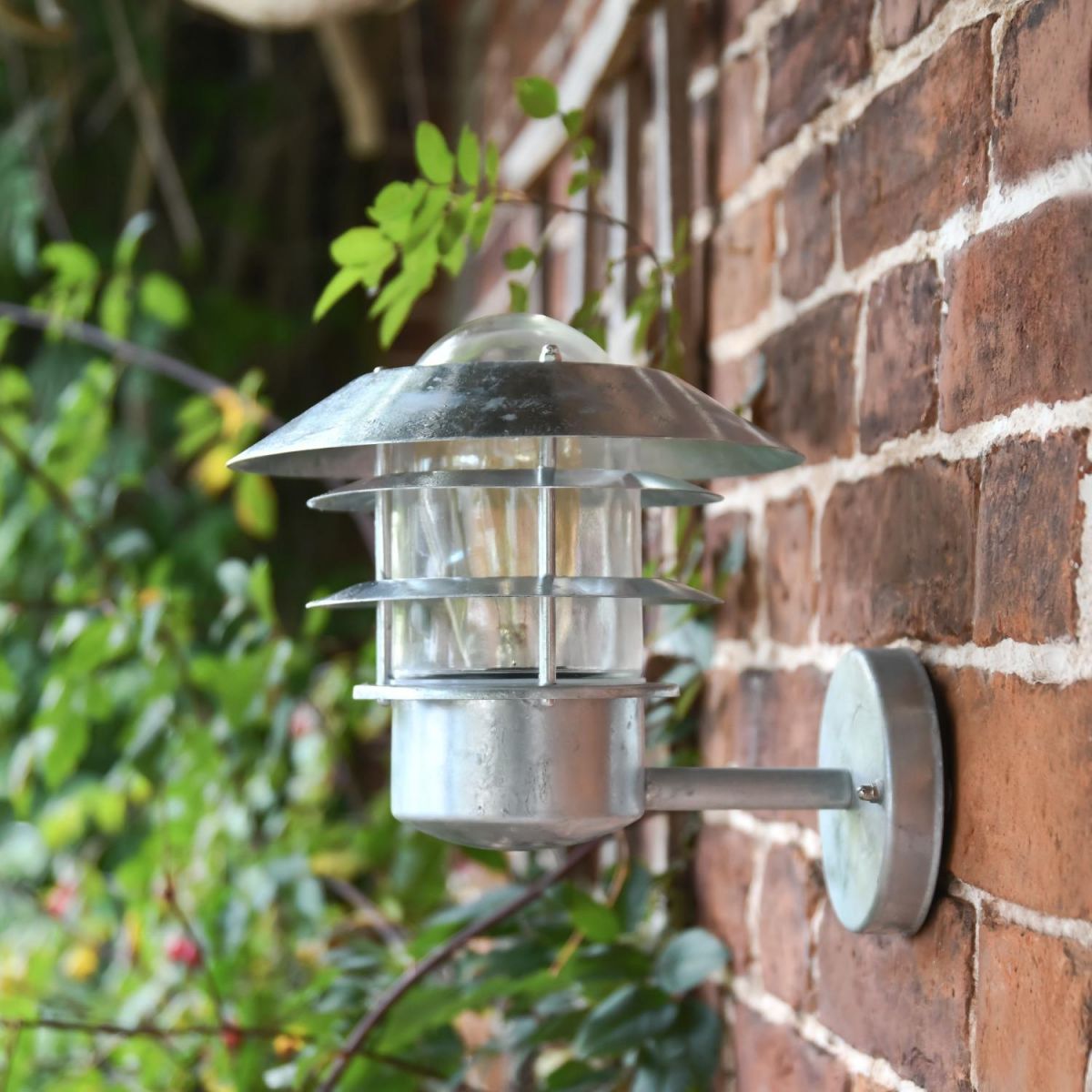 Galvanised Steel Nautical Outdoor Wall Light in Situ Galvanised Steel Nautical Outdoor Wall Light in Situ