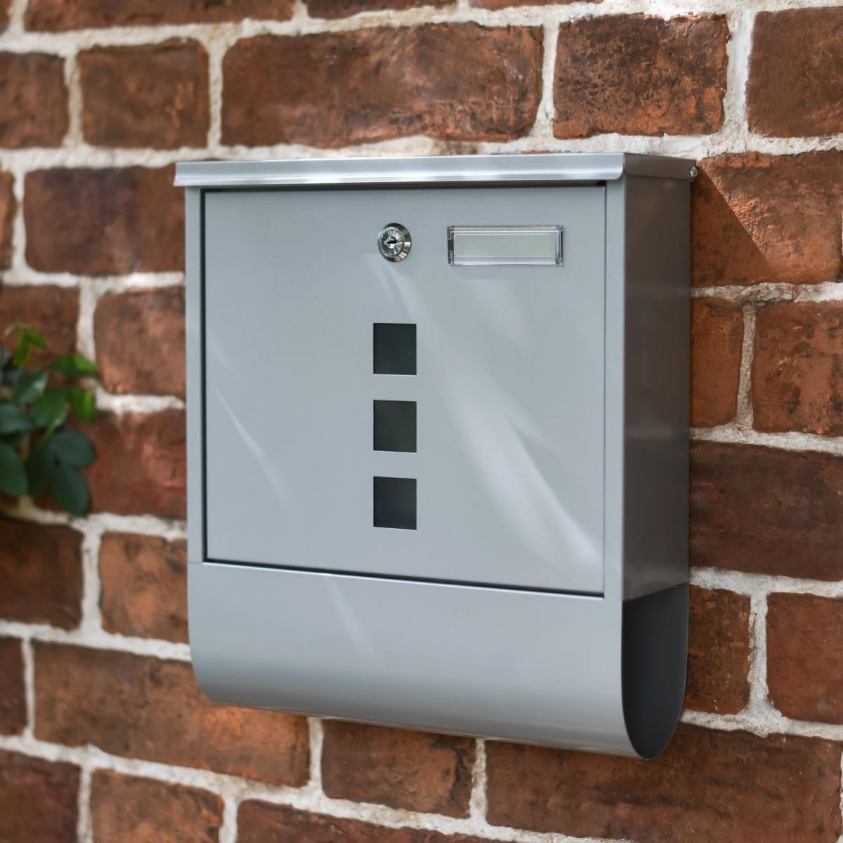 Galvanised Steel Silver Wall Mounted Post Box with Lock & Newspaper Holder Galvanised Steel Silver Wall Mounted Post Box with Lock & Newspaper Holder