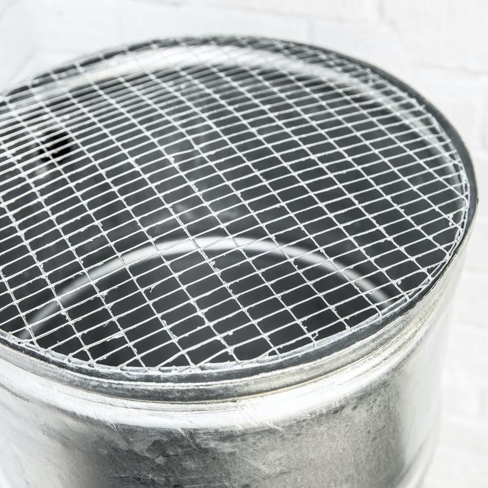 Close-up of the Mesh on the Top of the Galvanised Water Butt Close-up of the Mesh on the Top of the Galvanised Water Butt