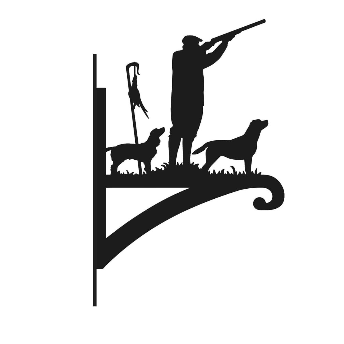Game Season "Cocker Spaniel and Labrador" Steel Hanging Basket Bracket on White Background