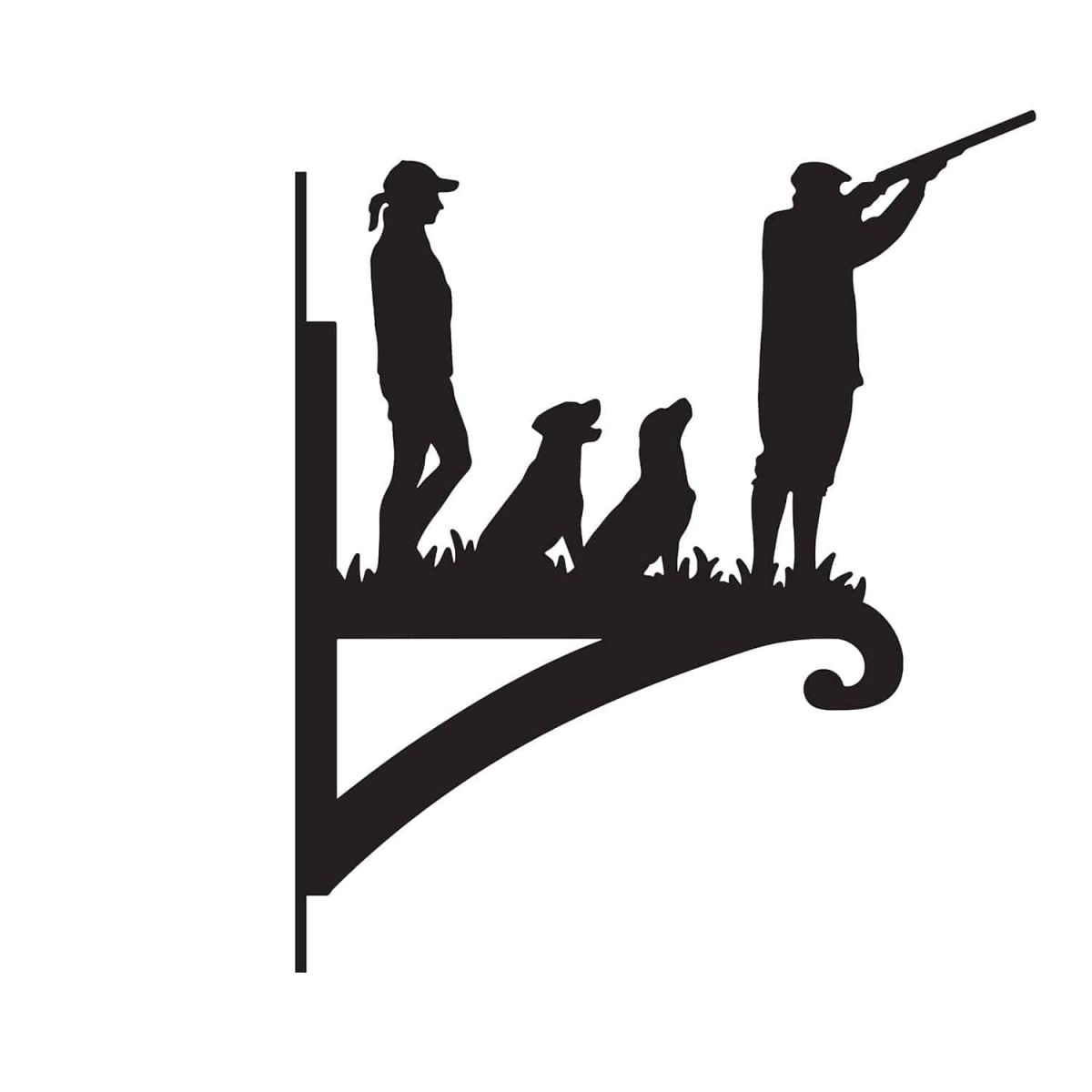 Game Season Two People "Labrador Pair" Steel Hanging Basket Bracket on White Background Game Season Two People "Labrador Pair" Steel Hanging Basket Bracket on White Background