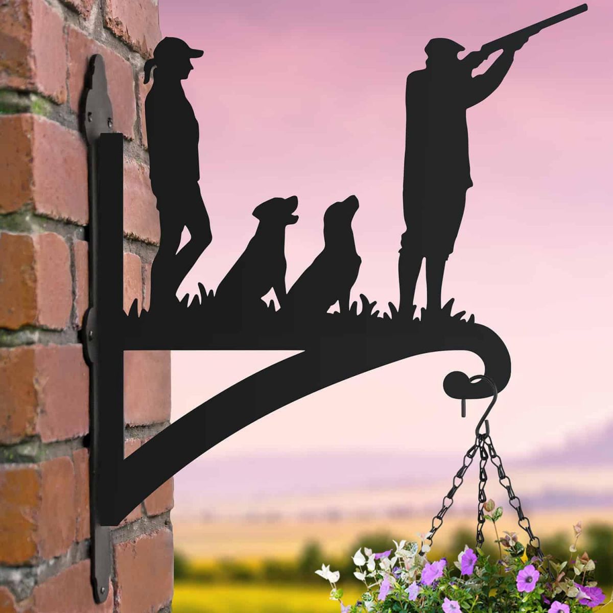 Game Season Two People "Labrador Pair" Steel Hanging Basket Bracket  Game Season Two People "Labrador Pair" Steel Hanging Basket Bracket