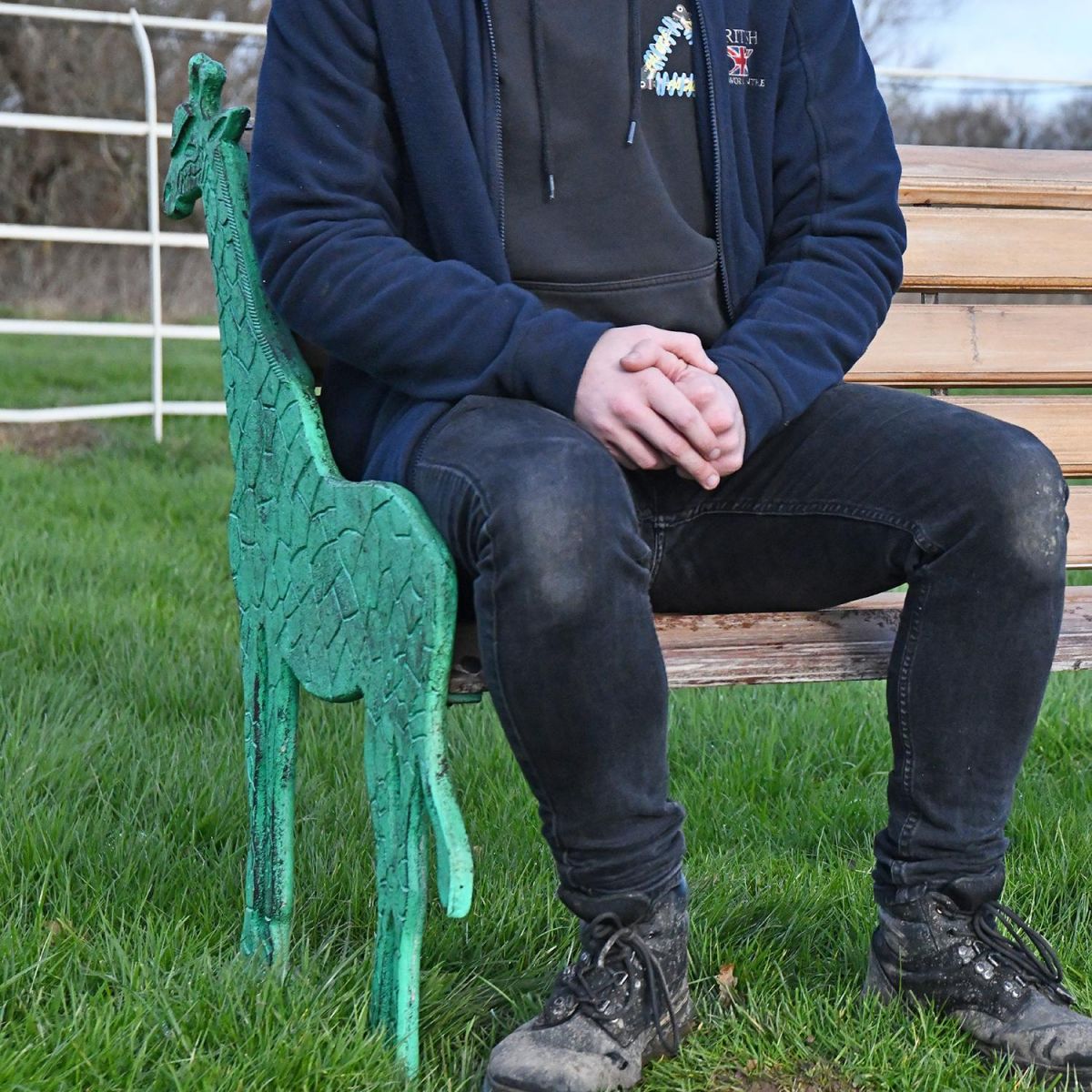 Gambhira Garden Bench with Man for scale 