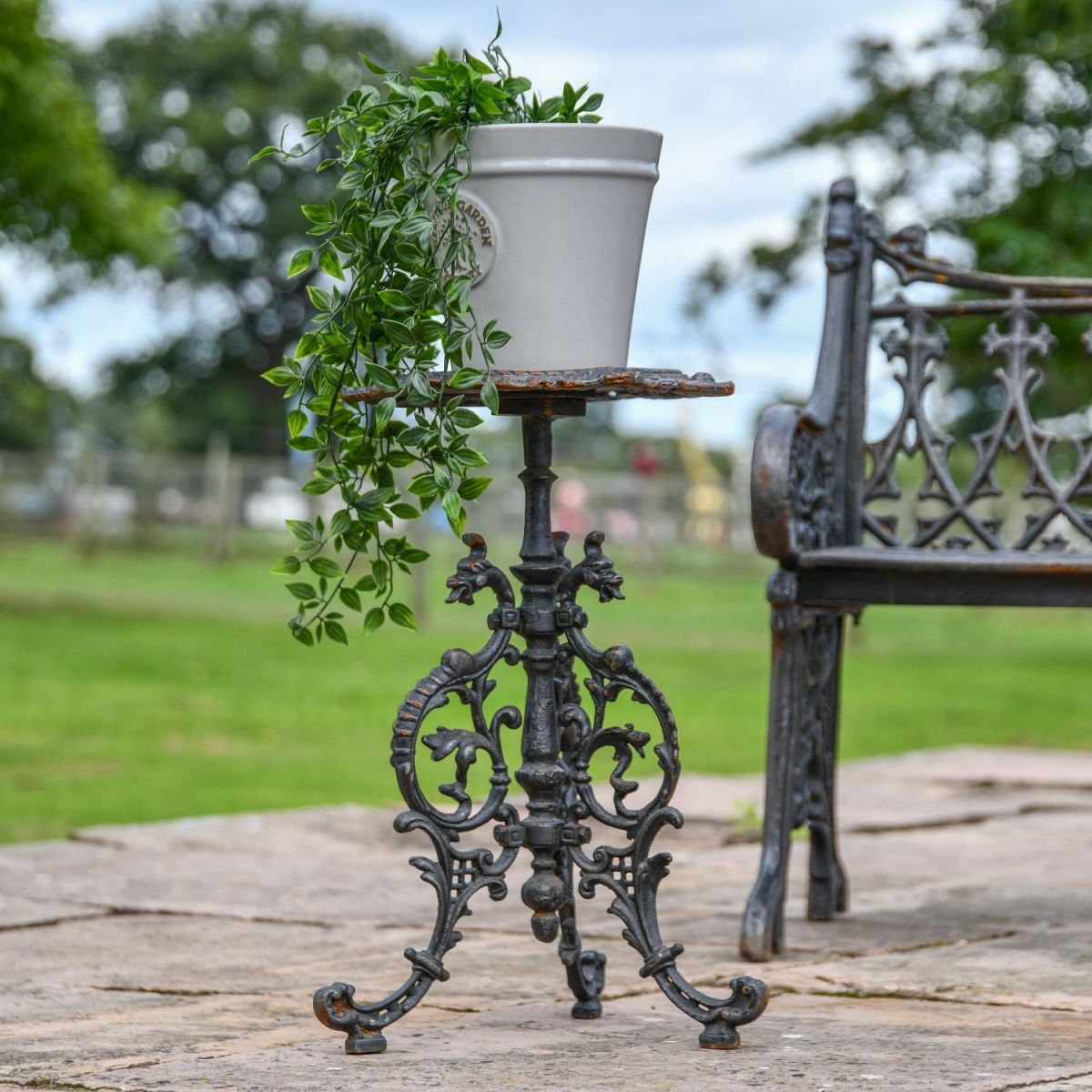 Gothic "Serpent" Aged Black Side Table