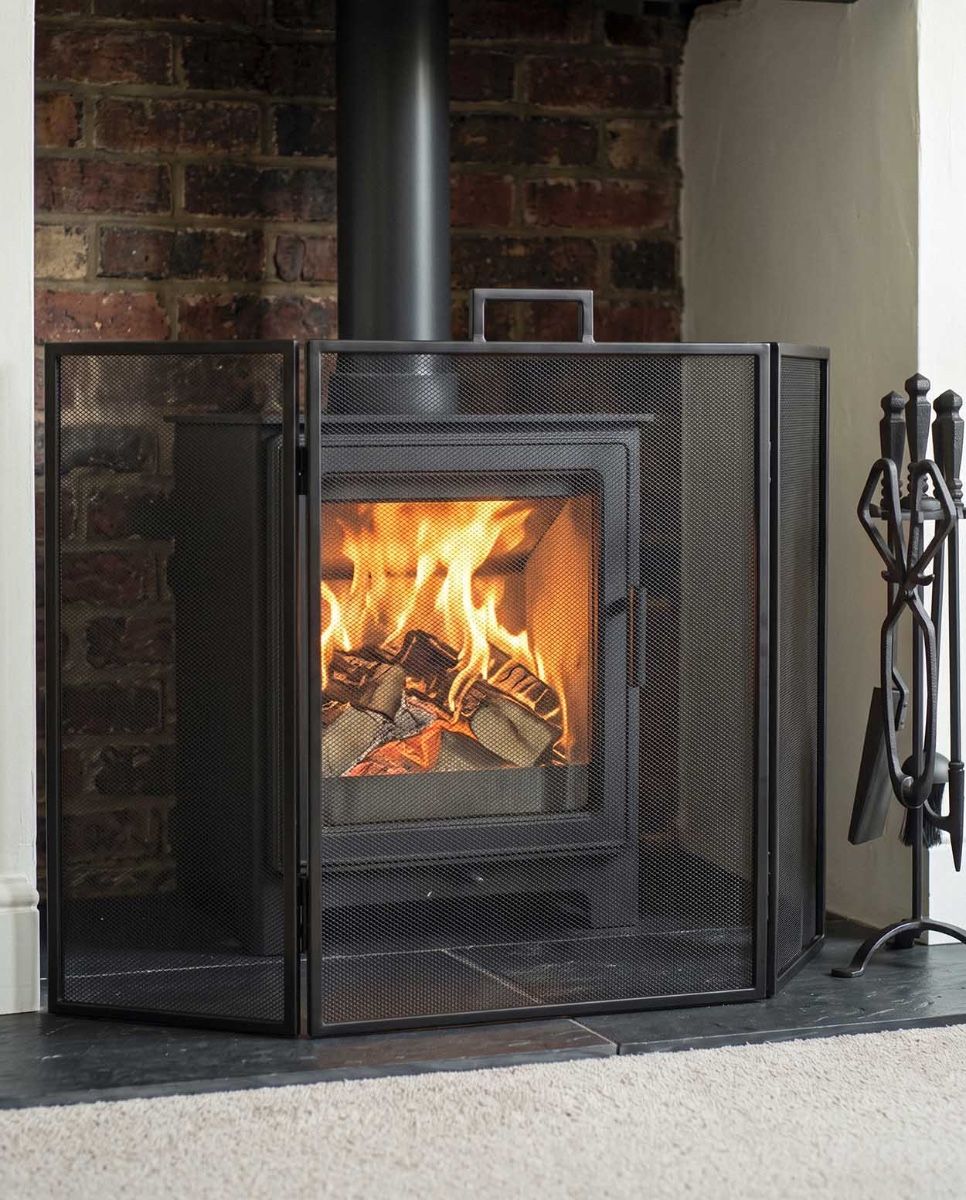 Square Simplistic Contemporary Brushed Gold Three Fold Fireguard