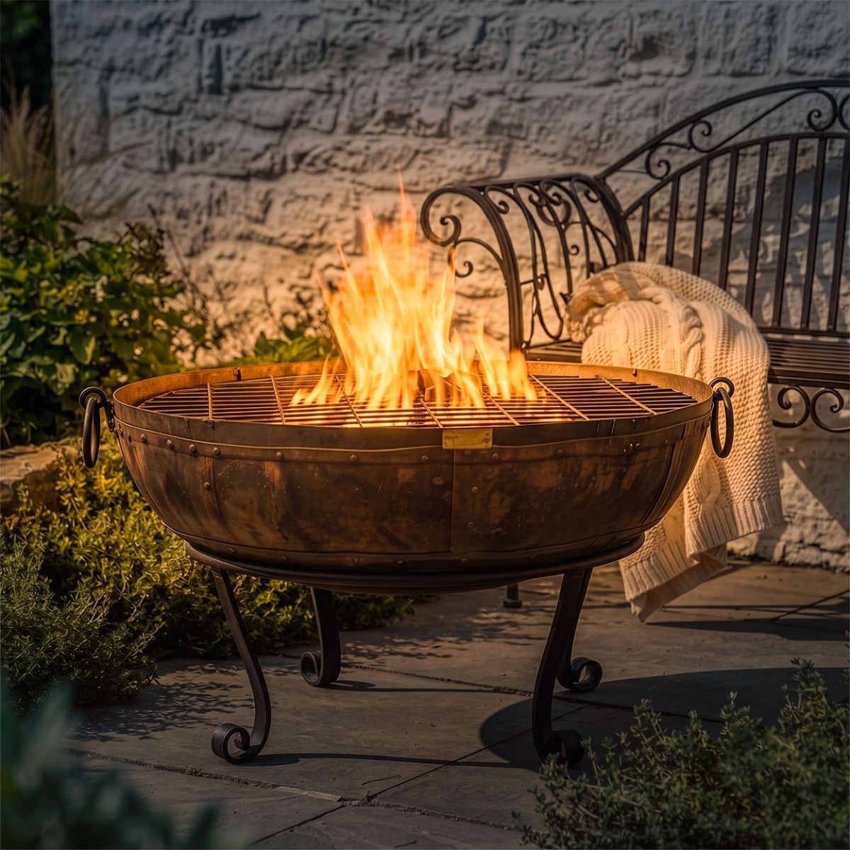 Iron Kadai Fire Bowl - 160cm Digital Illustration At Night 