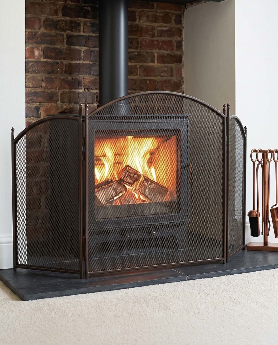 "Hampden" Rustic Brown Iron Fire Guard Digital Illustration