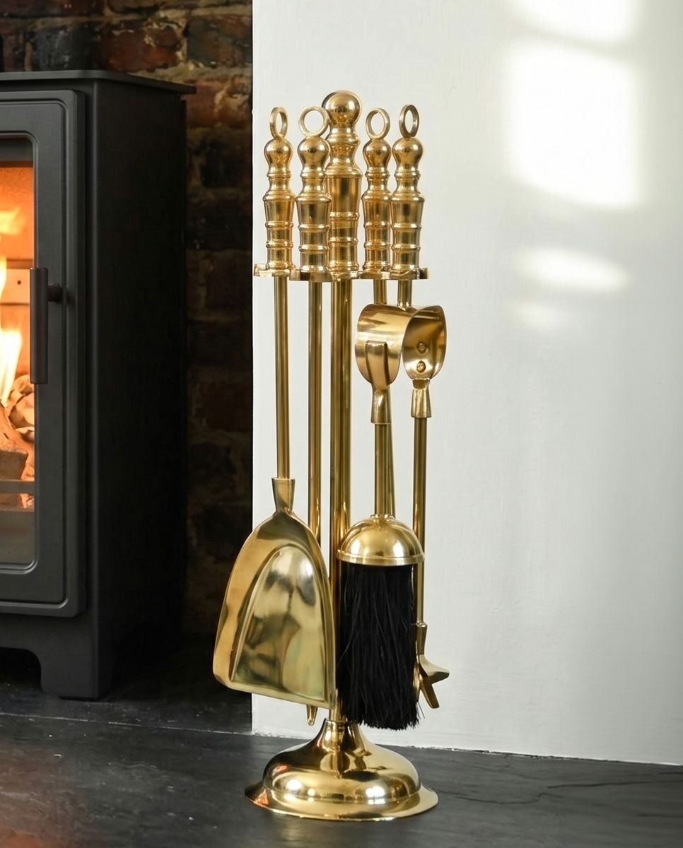 "Empress" Polished Brass Fireside Companion Set 40cm Digital illustration