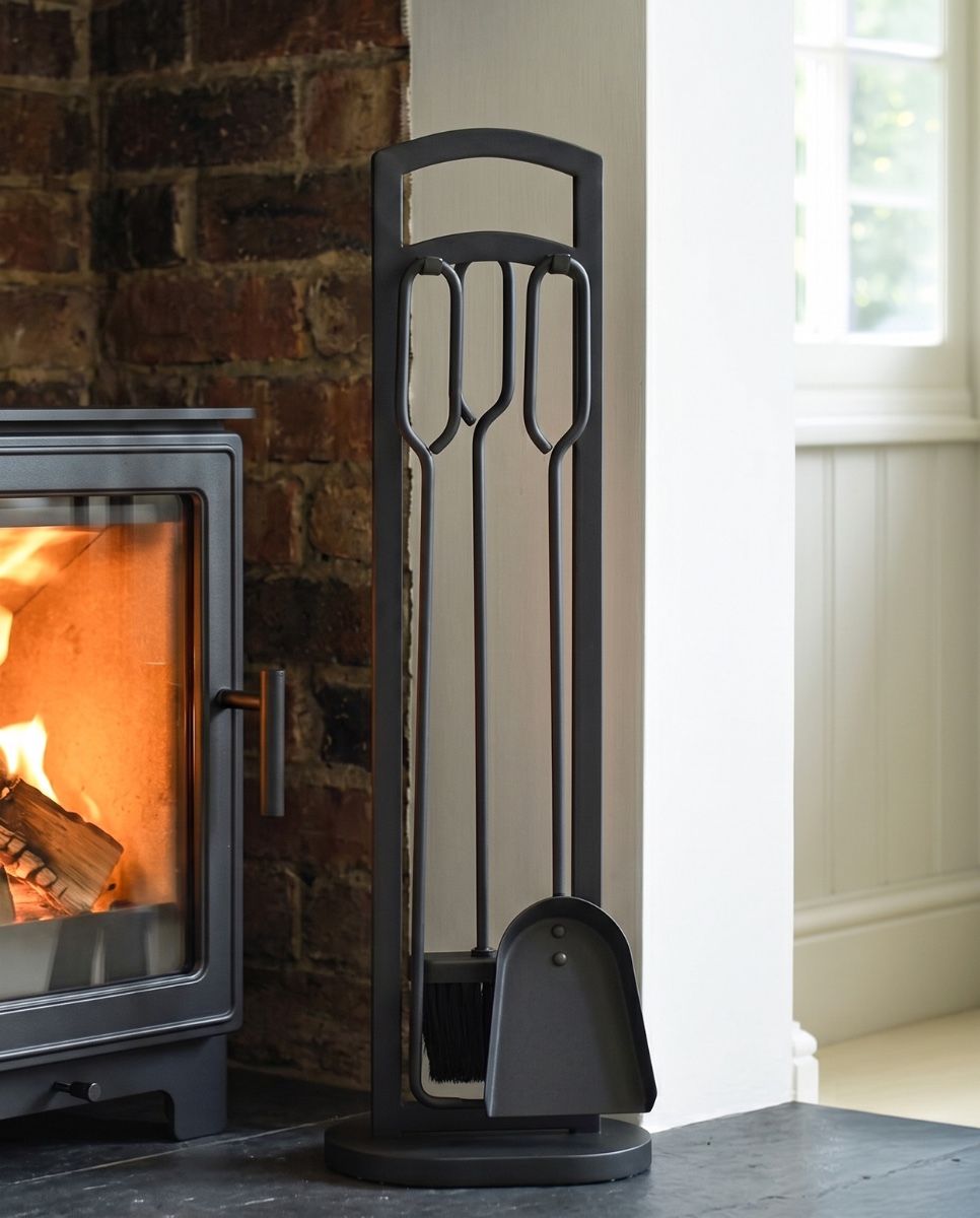 Simplistic Contemporary Fireside Companion Set 70cm In Situ Digital Illustration 