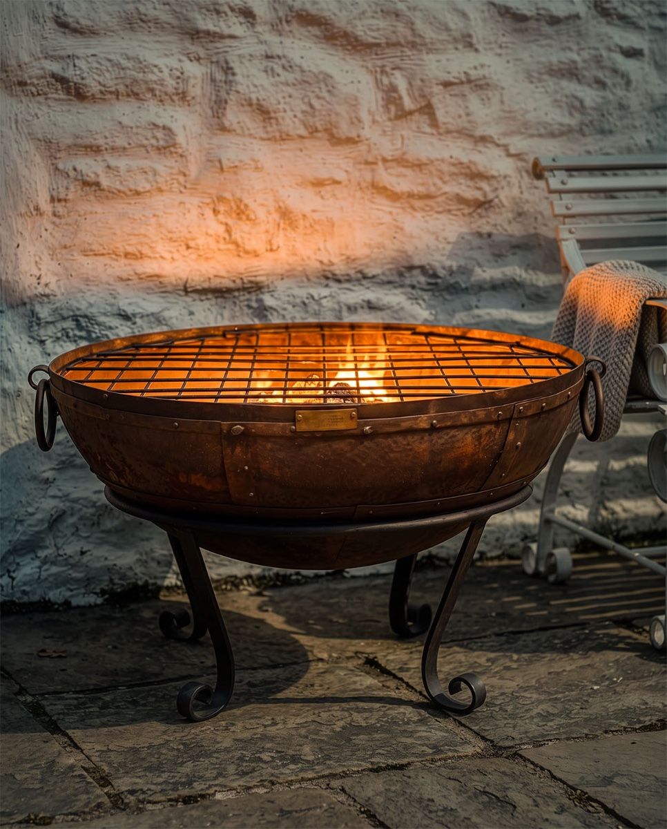 Iron Kadai Fire Bowl - 100cm Digital Illustration At Night