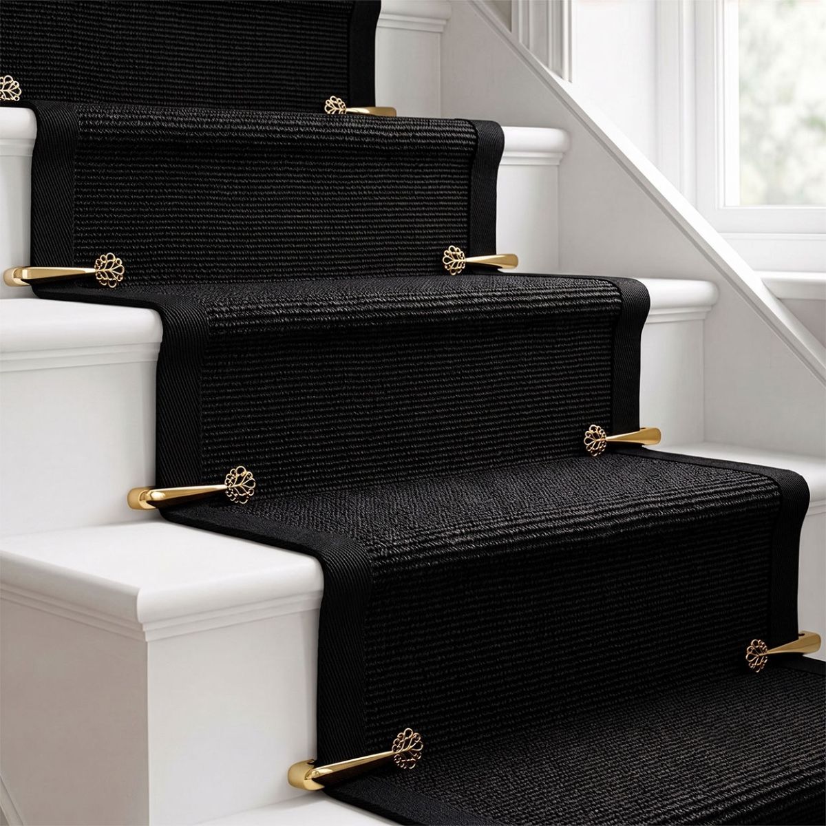 Audley Hall Polished Brass Stair Clip Digital Illustration full set up