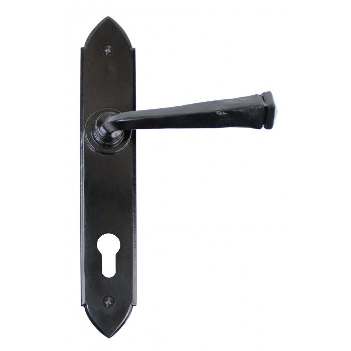 Gothic Design Lever Espagnolette Lock Set finished In Black