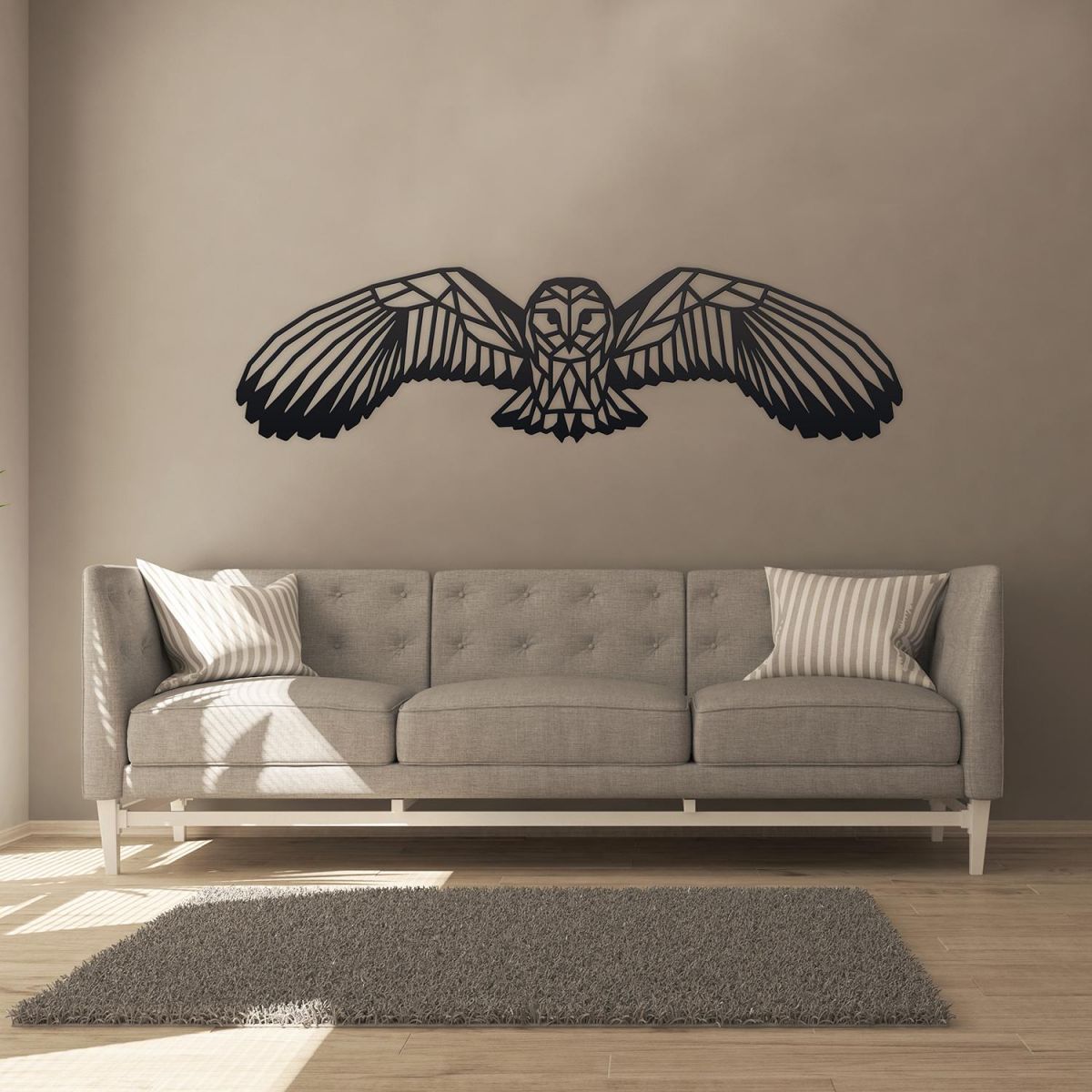 Geometric Barn Owl Wall Art in the Living Room