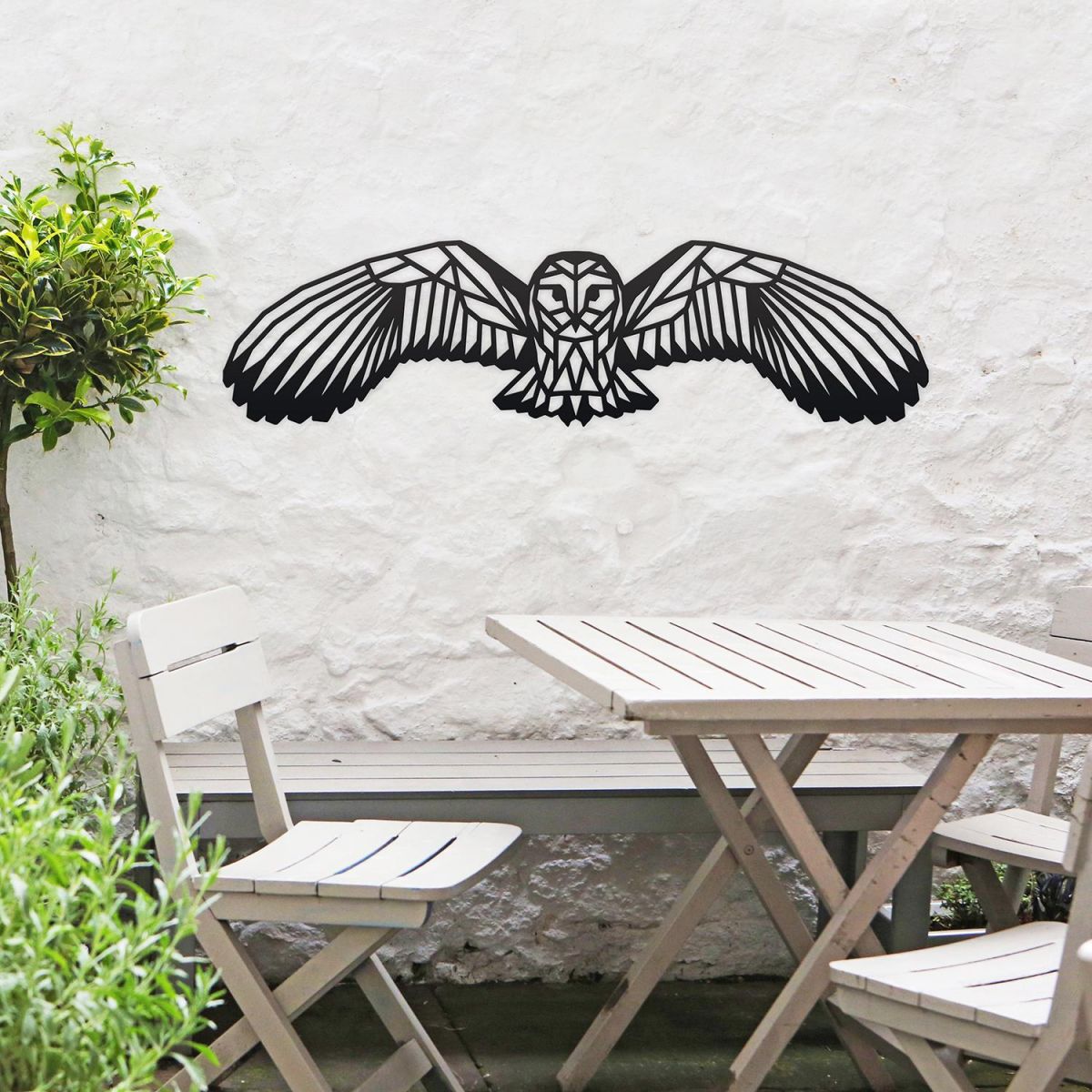 Geometric Barn Owl Wall Art in a Black Finish