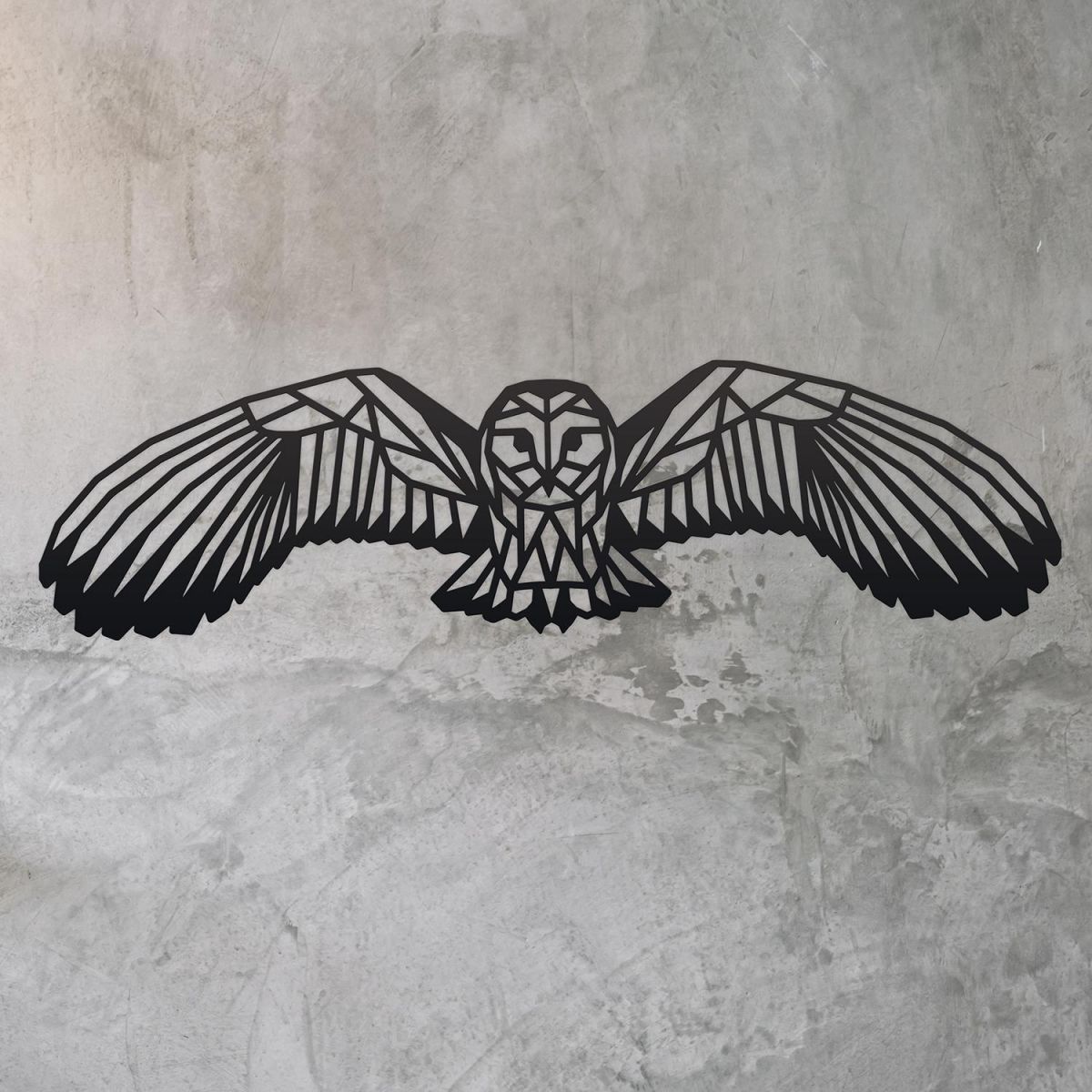 Geometric Barn Owl Wall Art on a Rustic Wall