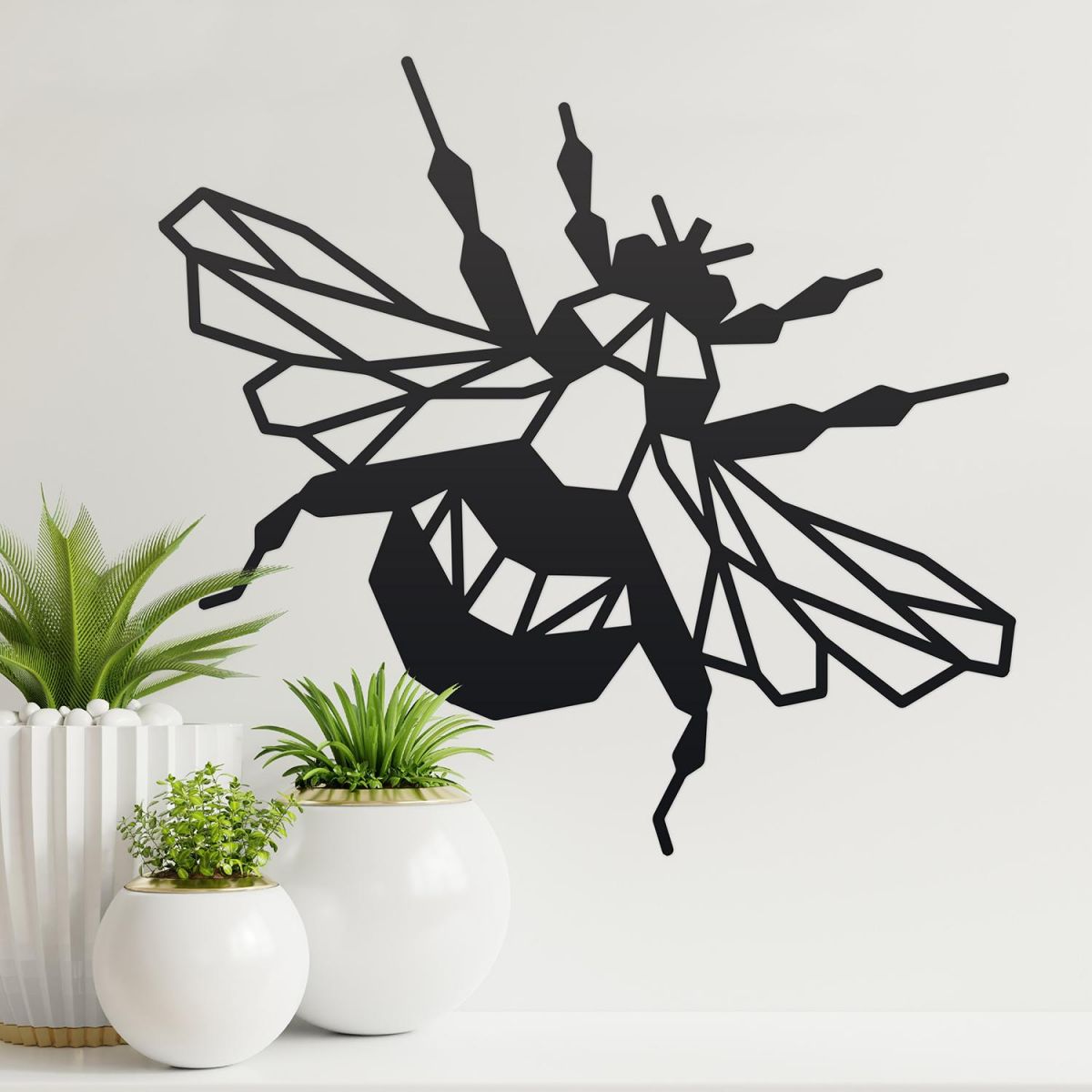 Geometric Iron Bumblebee Wall Art in Situ Geometric Iron Bumblebee Wall Art in Situ