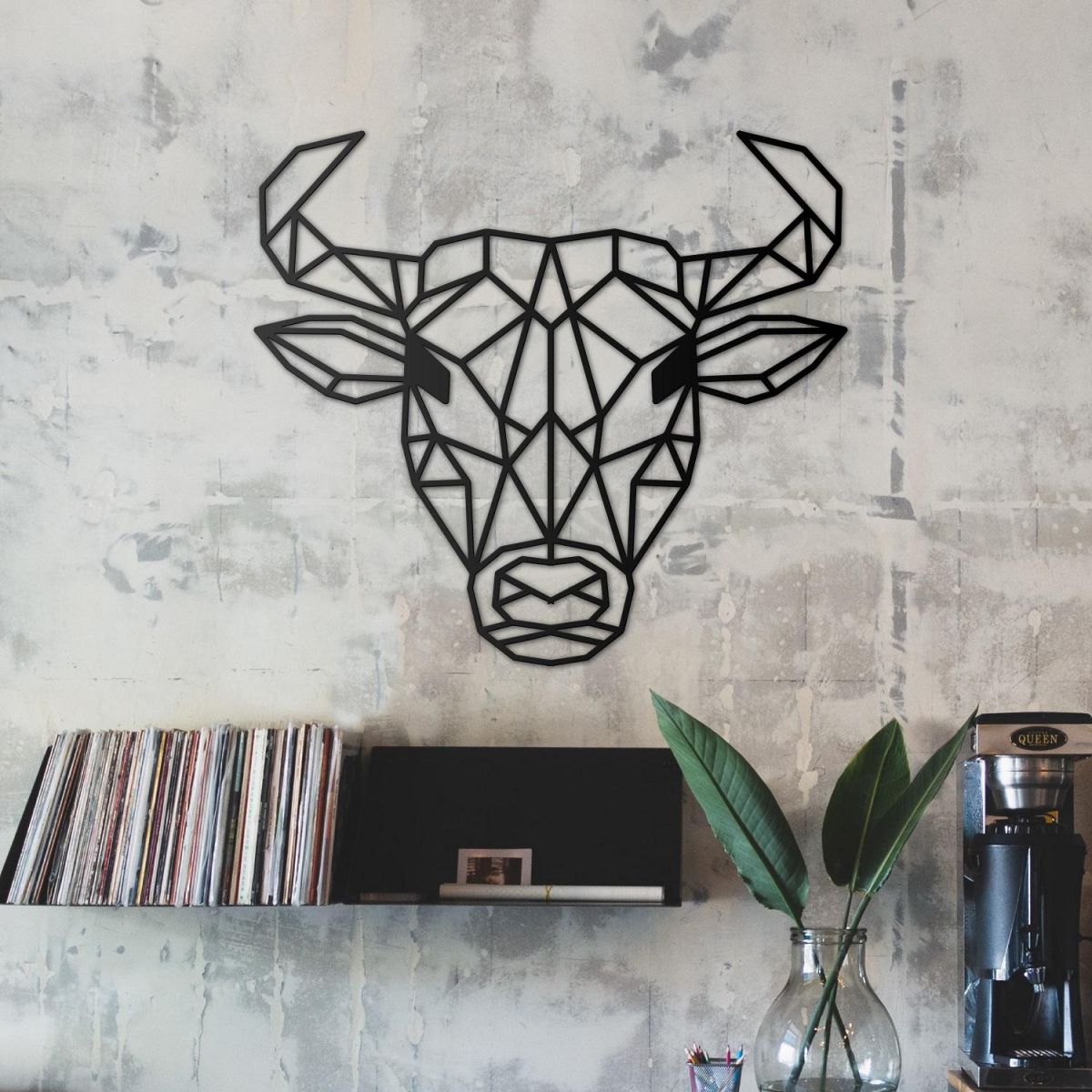 Geometric Bull Wall Art in Full 