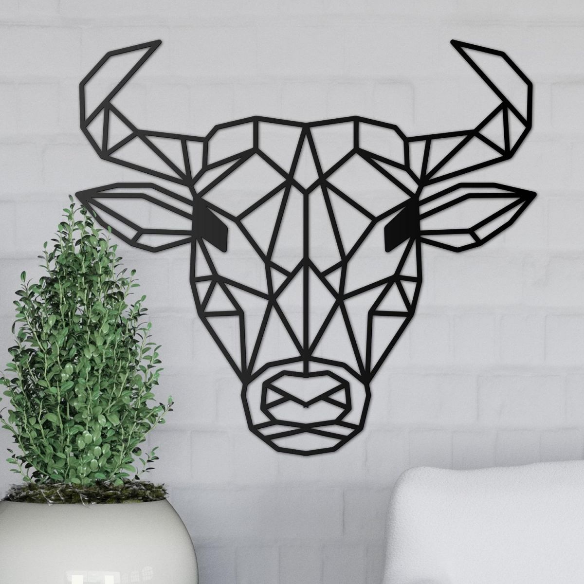 Geometric Bull Wall Art in Situ 