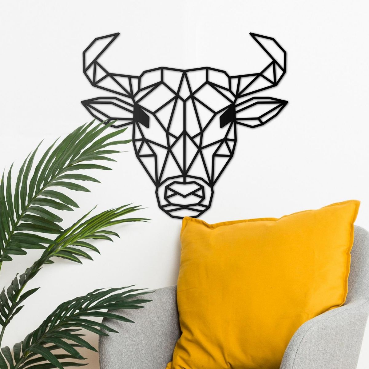 Wall Art of Geometric Bull in full 