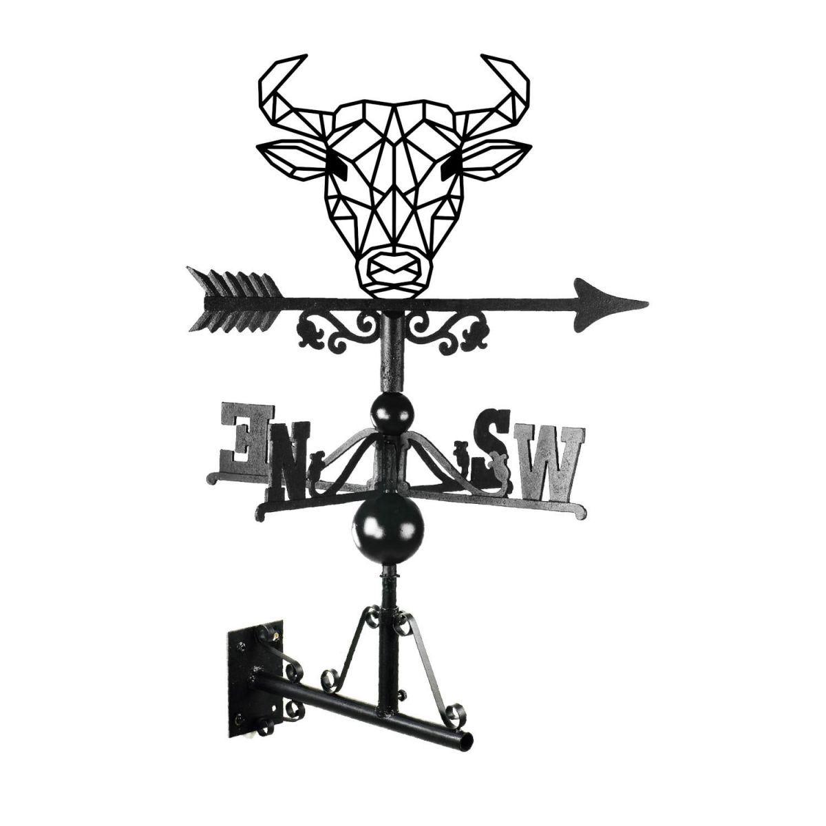 Mounted Geometric Bull Weathervane 