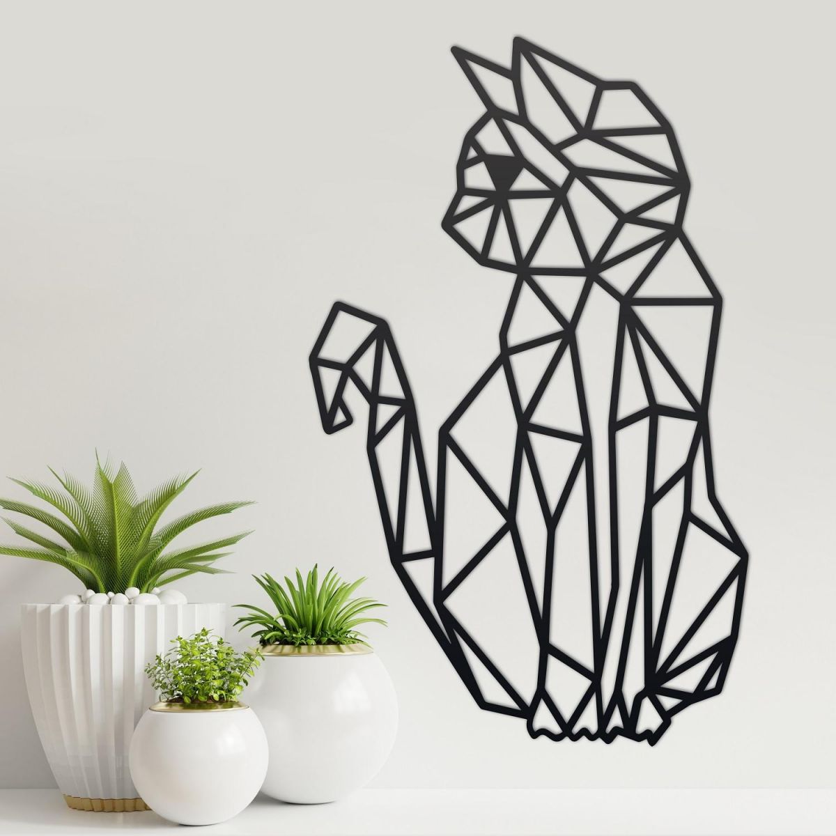 Geometric Cat Steel Wall Art 