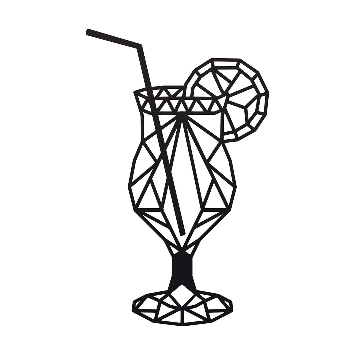 Geometric Steel Cocktail Glass Wall Art in Black  Geometric Steel Cocktail Glass Wall Art in Black