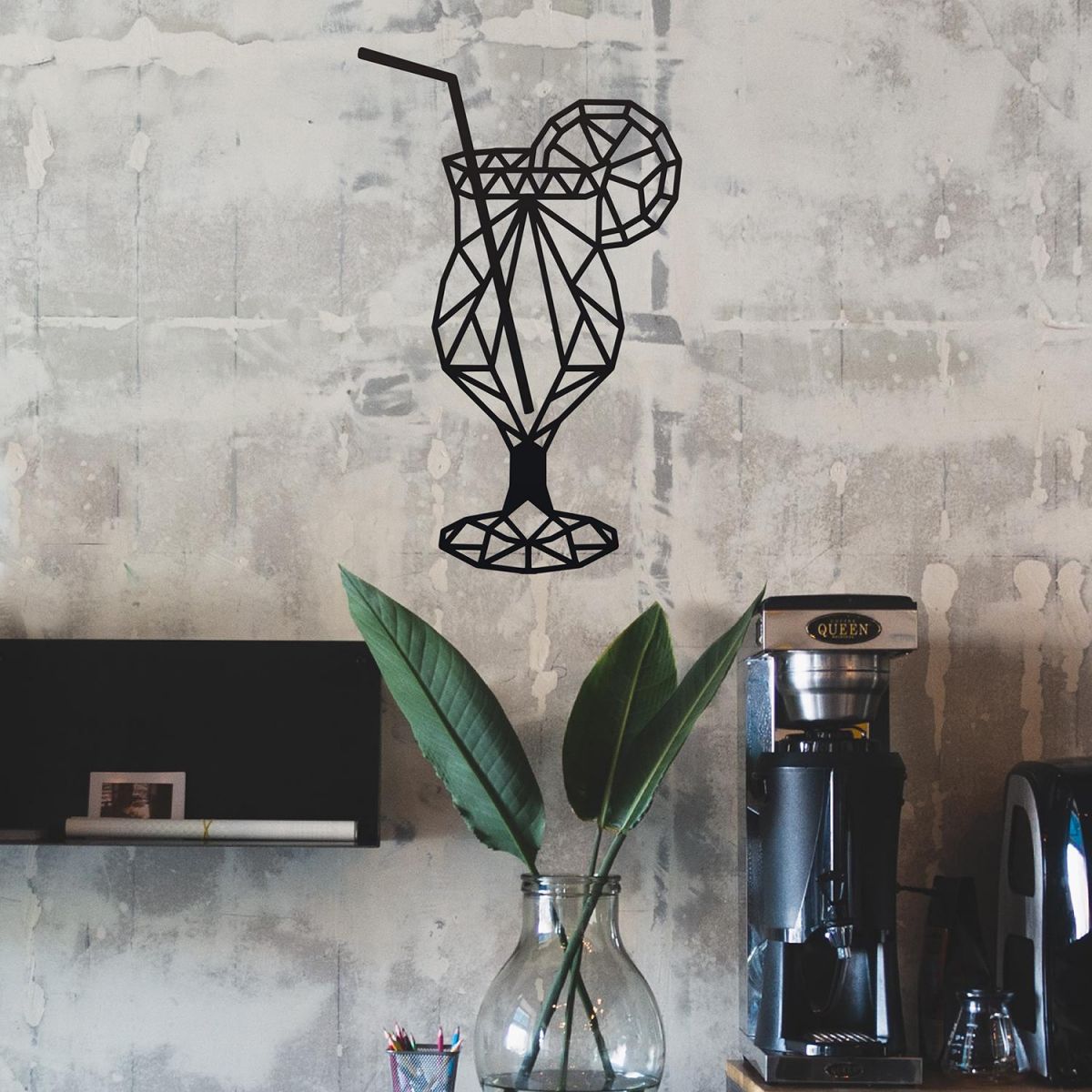 Geometric Steel Cocktail Glass Wall Art in the Home Geometric Steel Cocktail Glass Wall Art in the Home