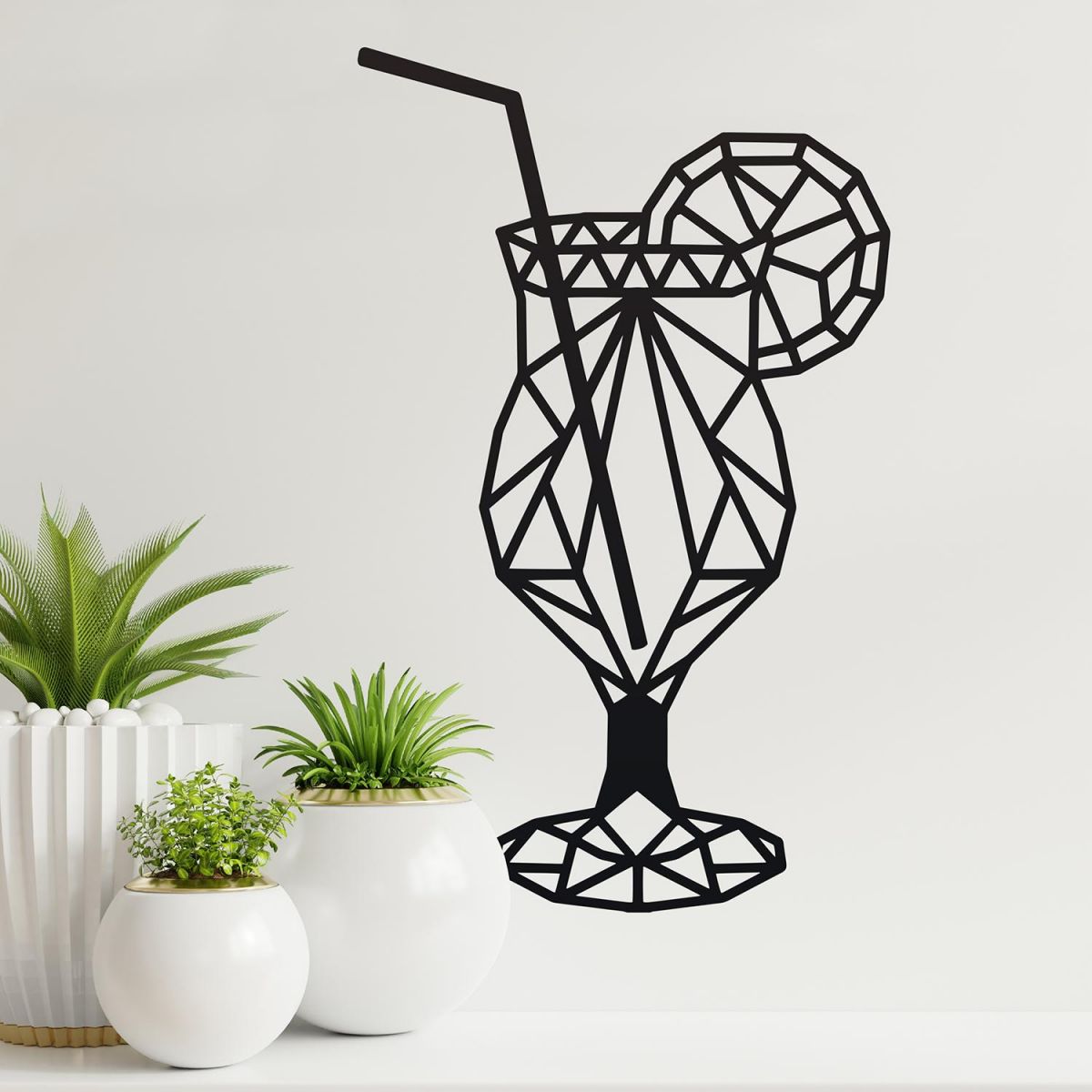 Black Geometric Steel Cocktail Glass Wall Art in the Home Black Geometric Steel Cocktail Glass Wall Art in the Home