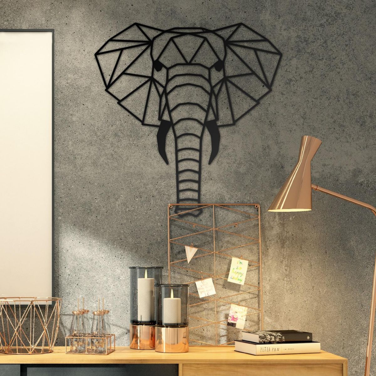 Wall Art of Geometric Elephant 