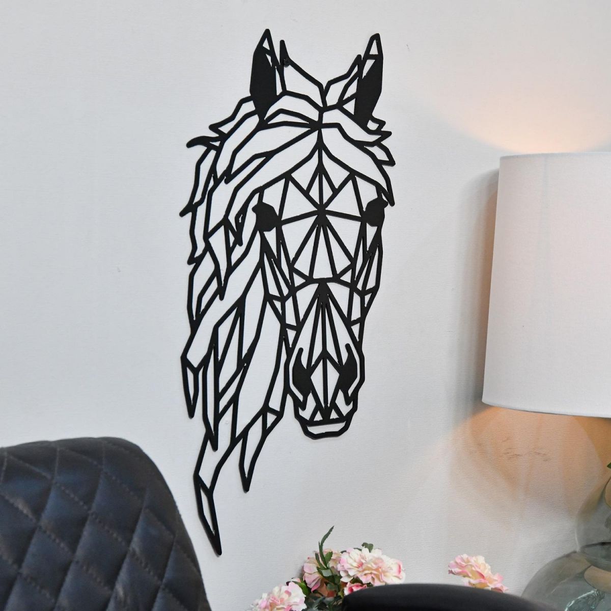 Geometric Horse Head Wall Art mounted to Wall  Geometric Horse Head Wall Art mounted to Wall