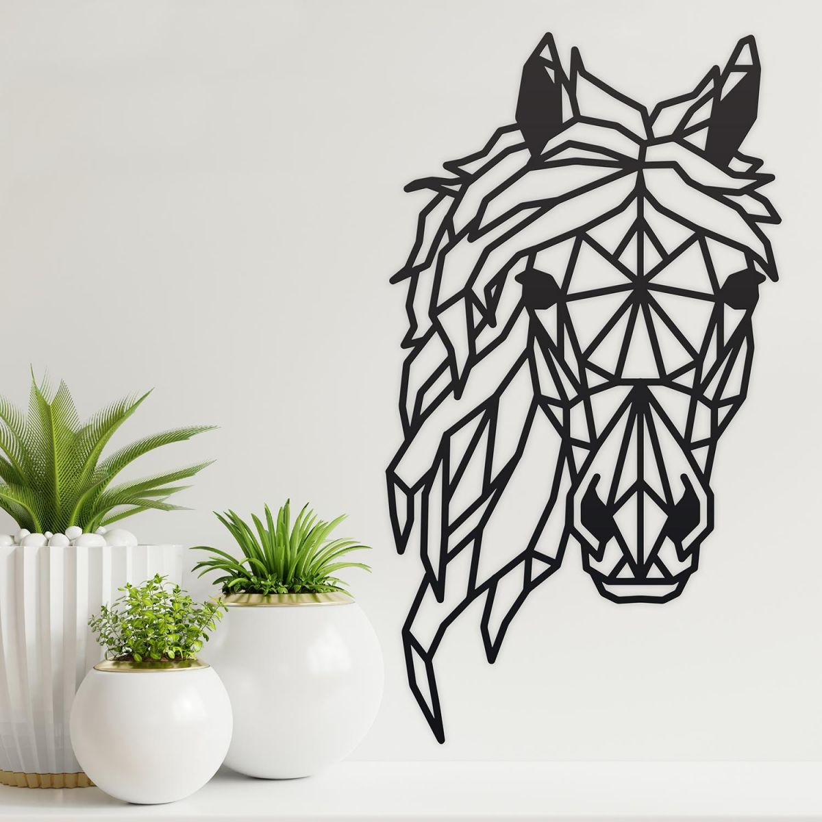 Geometric Horse Head Wall Art in a Black Finish Geometric Horse Head Wall Art in a Black Finish