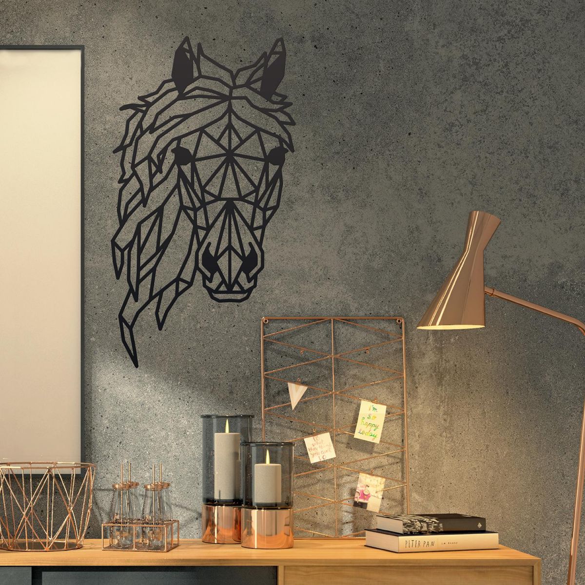 Geometric Horse Head Wall Art in Situ in the Office Geometric Horse Head Wall Art in Situ in the Office