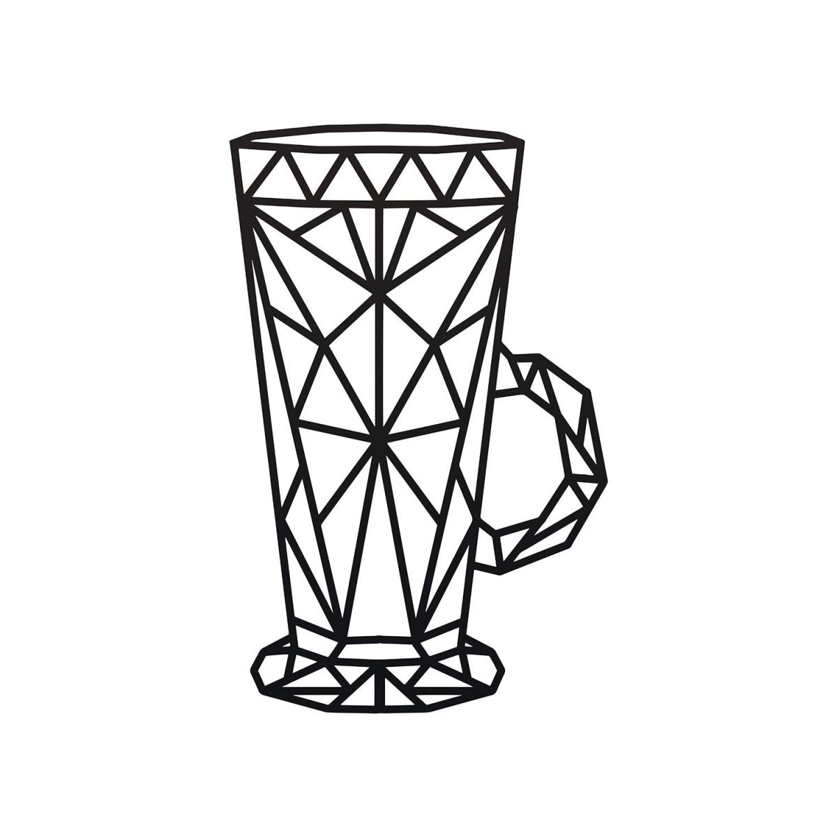 Geometric Steel Latte Glass Wall Art in Black 