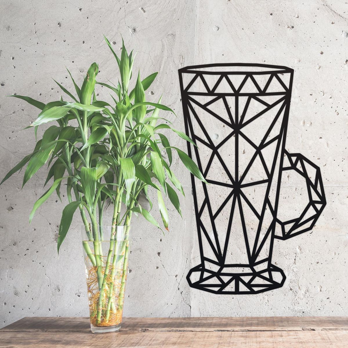 Geometric Steel Latte Glass Wall Art in the Home