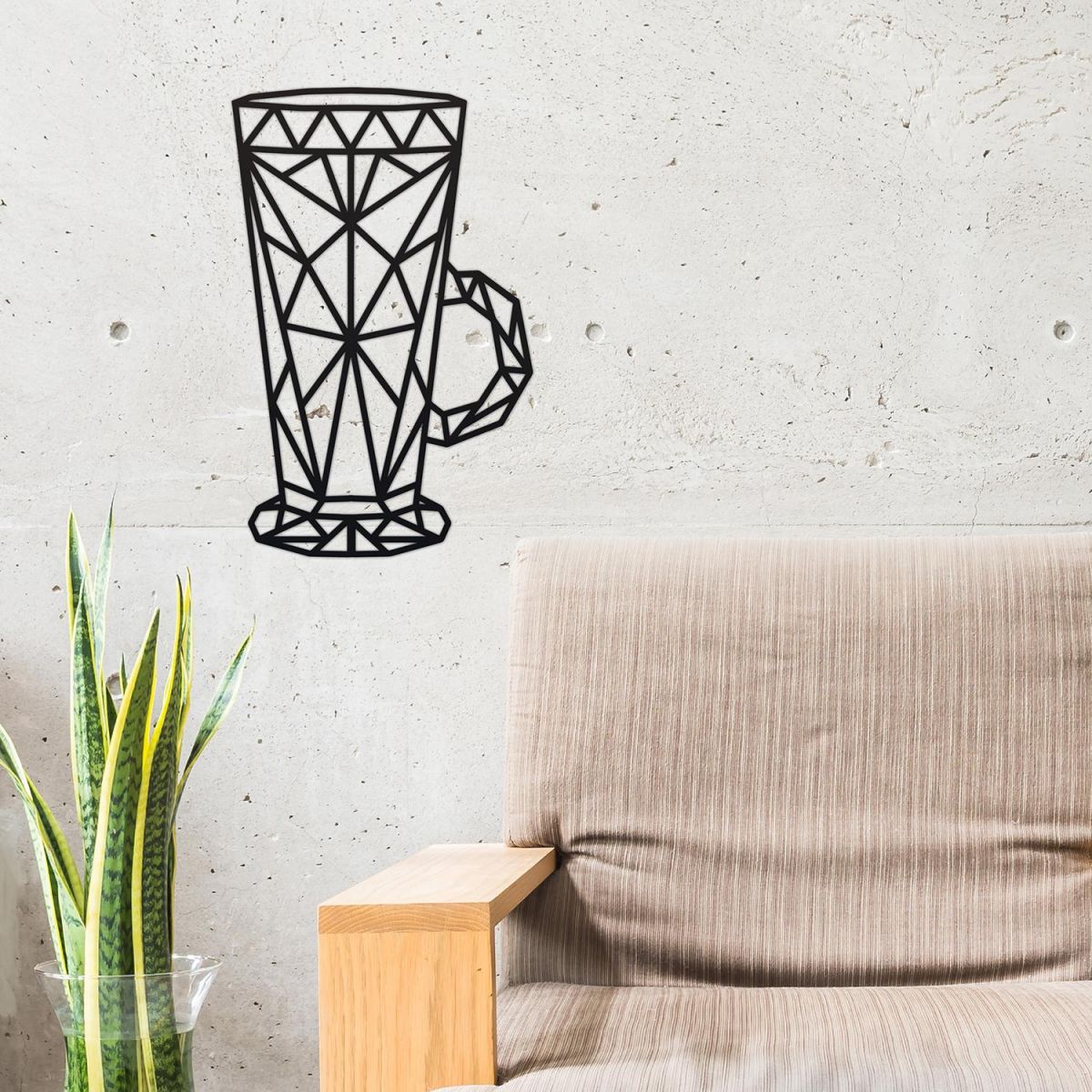 Geometric Steel Latte Glass Wall Art in Situ in the Sitting Room