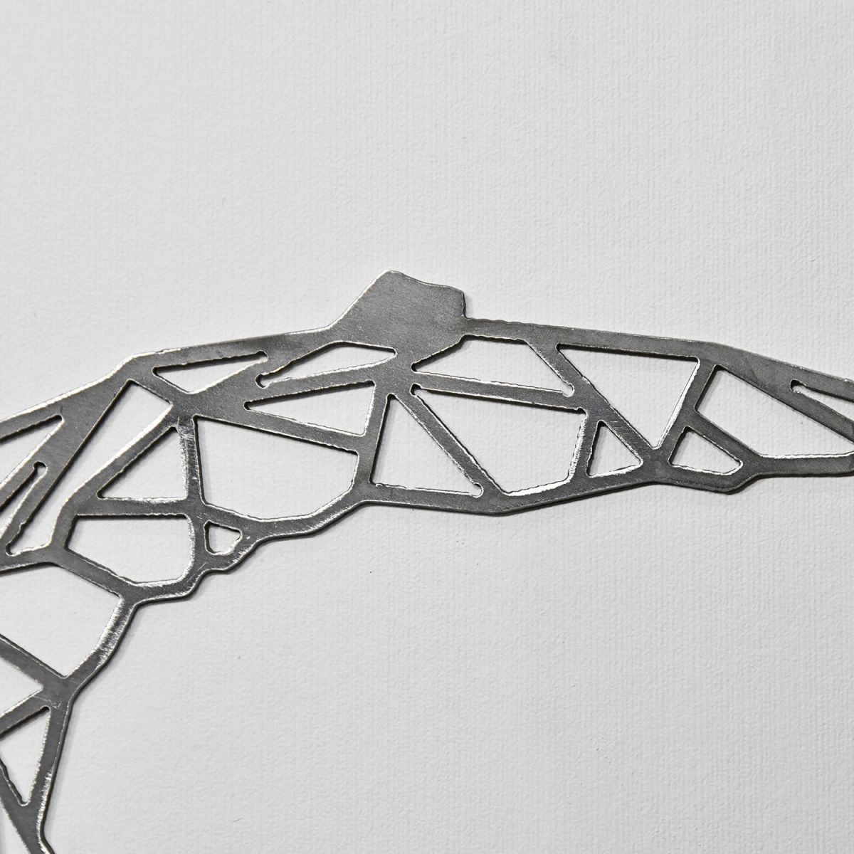Close-up of the Natural Steel Finish on the Geometric Pterodactyl Wall Art