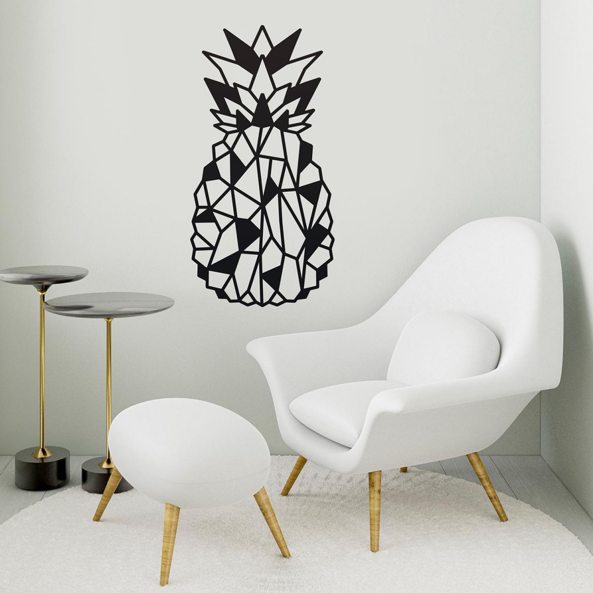 Geometric Steel Pineapple Wall Art in the Home in a Modern Sitting Room