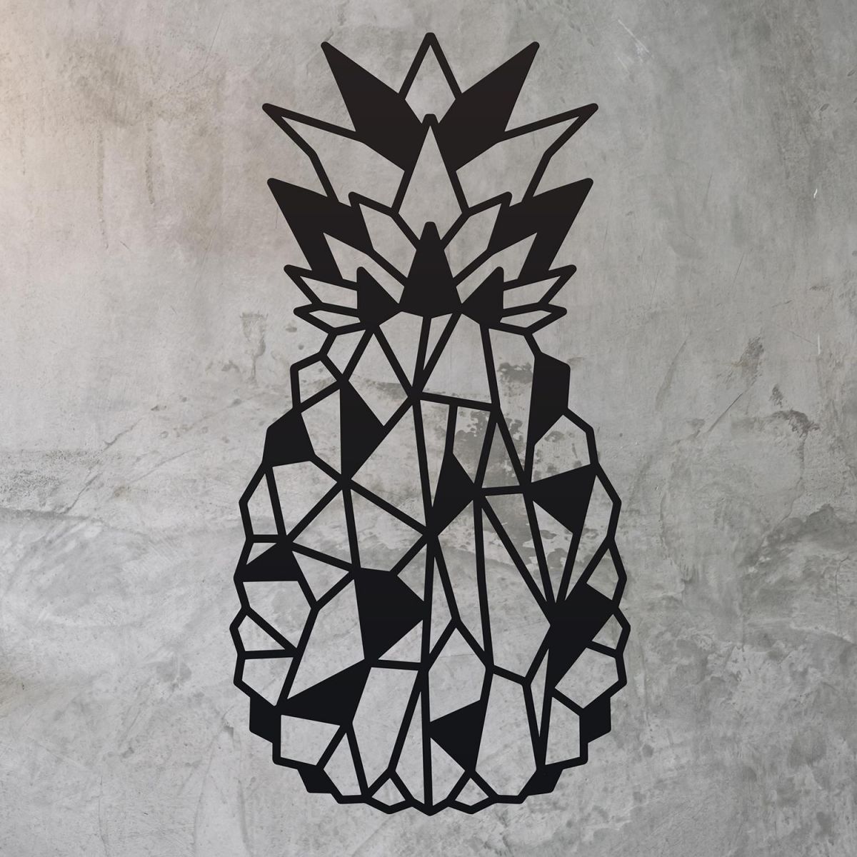 Geometric Steel Pineapple Wall Art in on a Rustic Wall