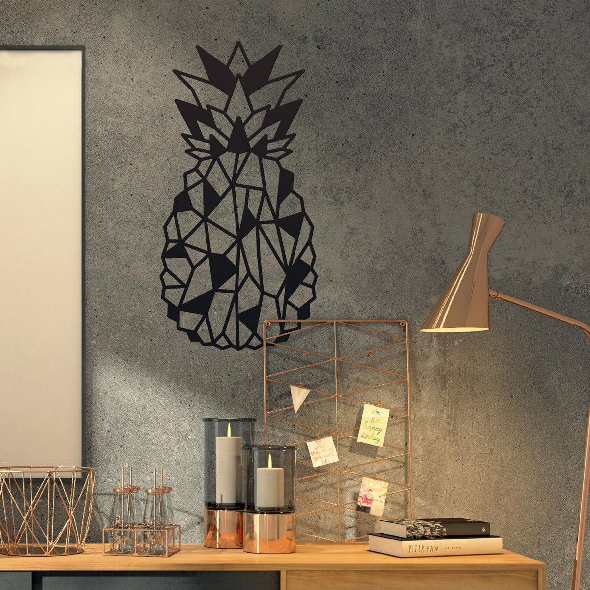Geometric Steel Pineapple Wall Art in Situ in an Office