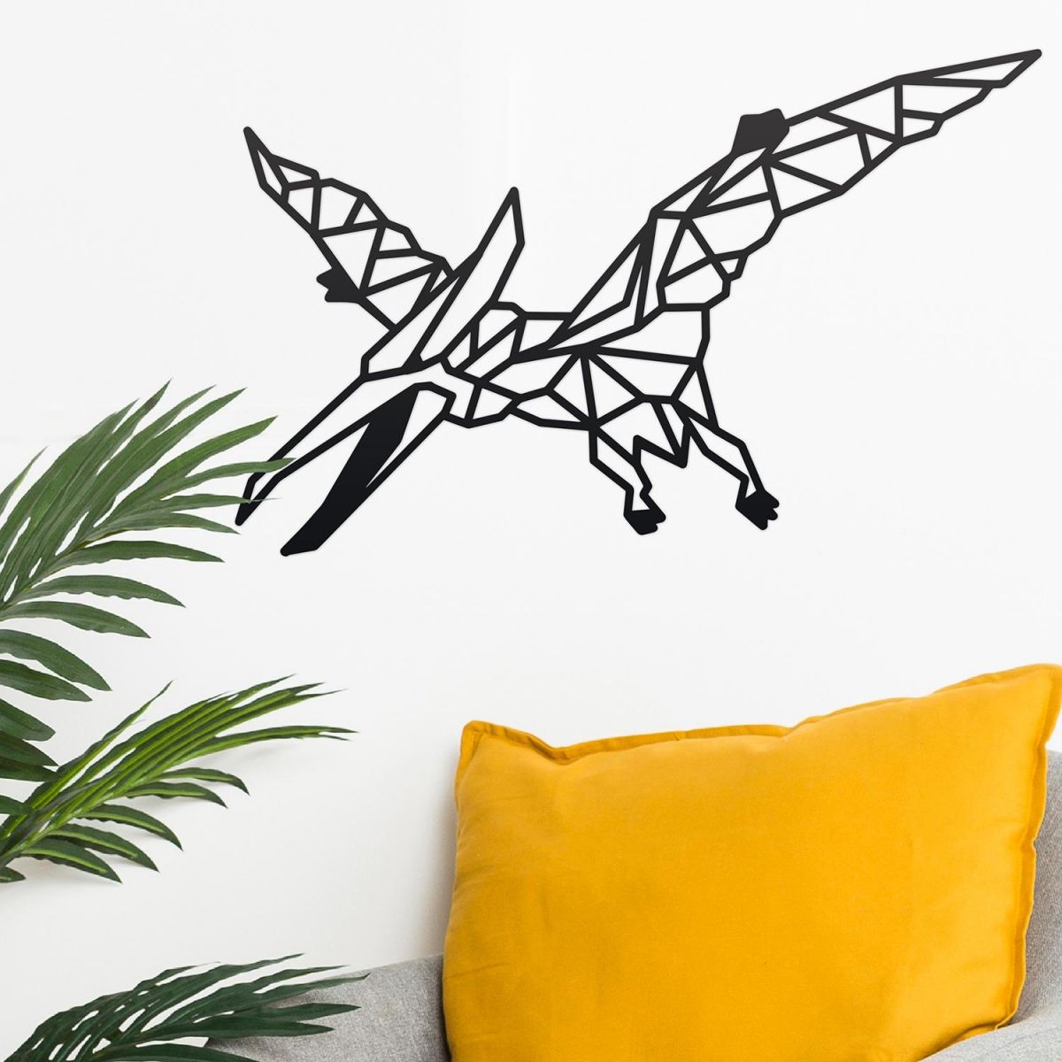 Geometric Iron Pterodactyl Wall Art in Situ