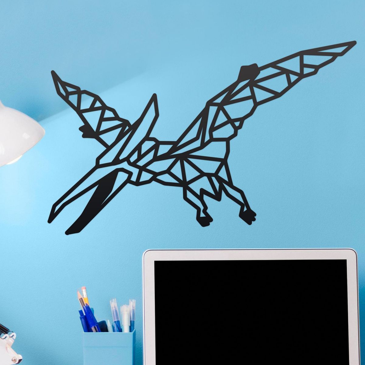 Geometric Iron Pterodactyl Wall Art in the Home