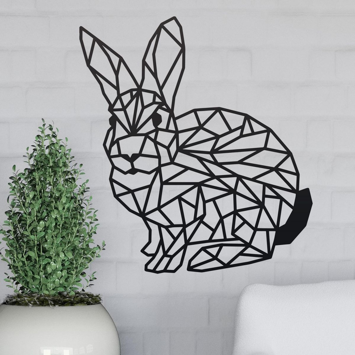 Geometric Rabbit Wall Art in Situ in the Home Geometric Rabbit Wall Art in Situ in the Home