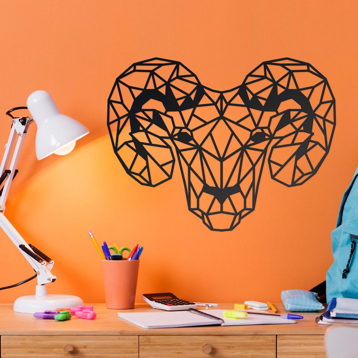 Geometric Steel Ram Wall Art in Situ in an Office