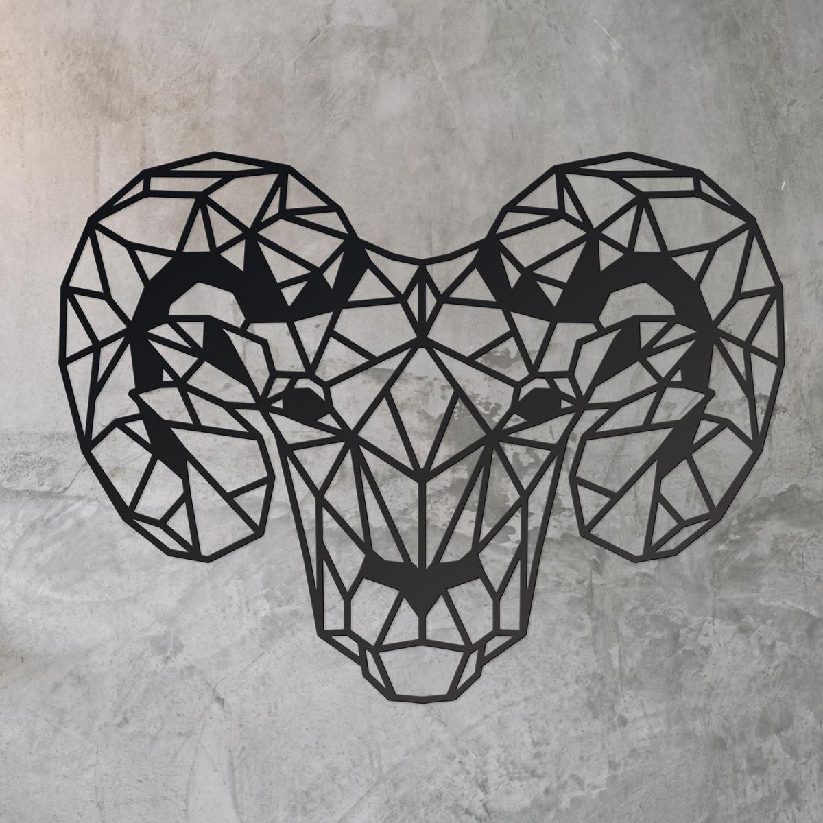 Geometric Steel Ram Wall Art in on a Rustic Wall