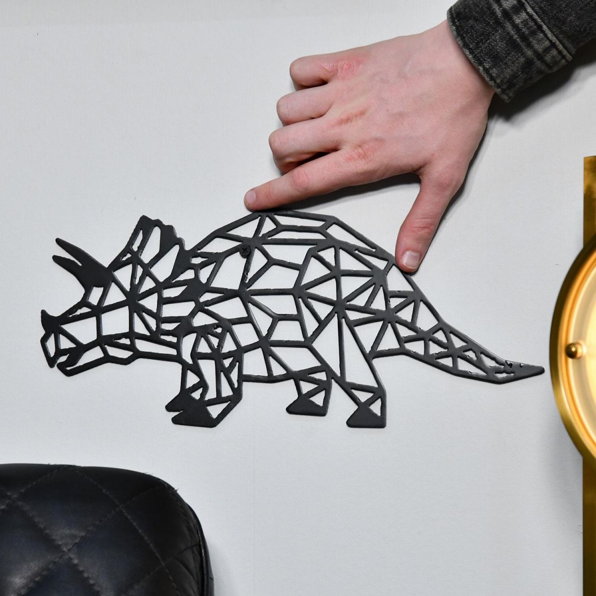 Geometric Steel Triceratops Wall Art