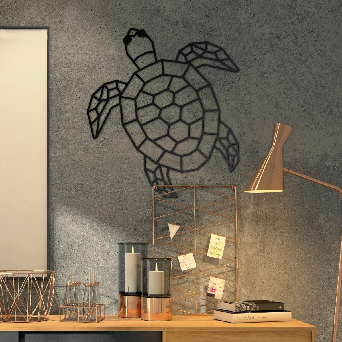 Geometric Sea Turtle Wall Art in Situ 