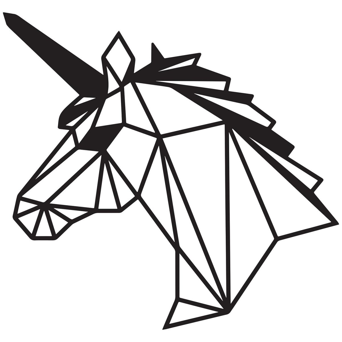 Geometric Unicorn Wall Art Finished in Black