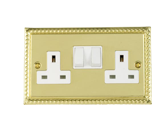 Georgian Style Double Switched Plug Socket Georgian Style Double Switched Plug Socket