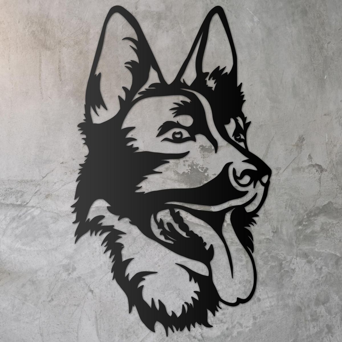 German Shepherd Metal Wall Art Silhouette on a Rustic Wall 